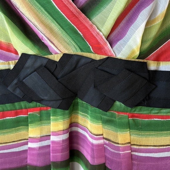 The Limited Colorful Sheer Overlay Empire Waist V Neck Cocktail Dress Size 2 - Picture 3 of 16